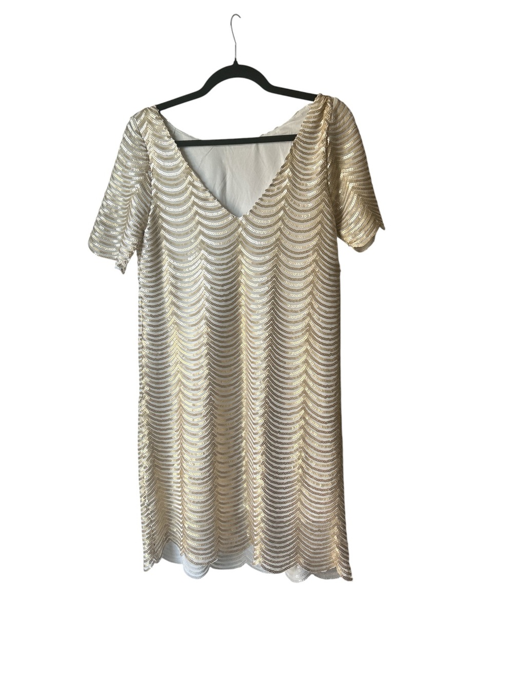 Charlotte Russe Gold Sequin V-Neck Short Sleeve Top